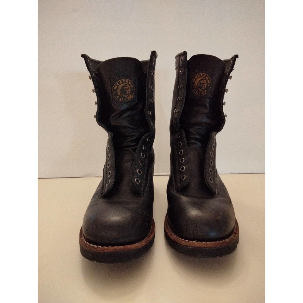Western Chief Black leather lace up boots men size 9